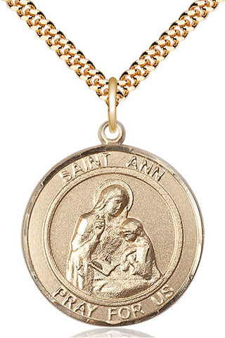 14kt Gold Filled Saint Ann Medal Catholic Jewelry Engraved Catholic Saint Jewelry