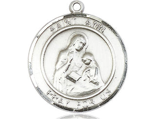 Pewter Saint Ann Medal Engraved Catholic Saint Jewelry