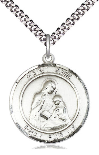 Pewter Saint Ann Medal Catholic Jewelry Engraved Catholic Saint Jewelry