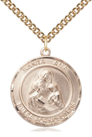 14kt Gold Filled Santa Ana Medal Catholic Jewelry Engraved Catholic Saint Jewelry