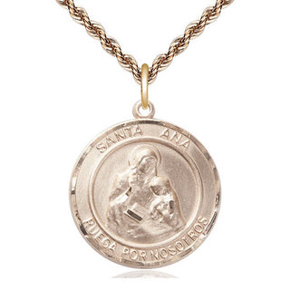 14kt Gold Filled Santa Ana Medal Catholic Jewelry Engraved Catholic Saint Jewelry