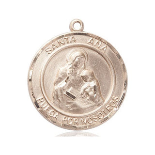 14kt Gold Santa Ana Medal Engraved Catholic Saint Jewelry
