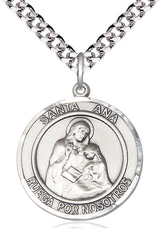Sterling Silver Santa Ana Medal Catholic Jewelry Engraved Catholic Saint Jewelry