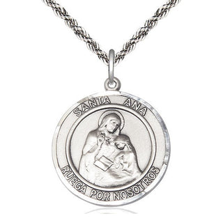 Sterling Silver Santa Ana Medal Catholic Jewelry Engraved Catholic Saint Jewelry