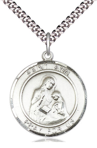 Sterling Silver Saint Ann Medal Catholic Jewelry Engraved Catholic Saint Jewelry