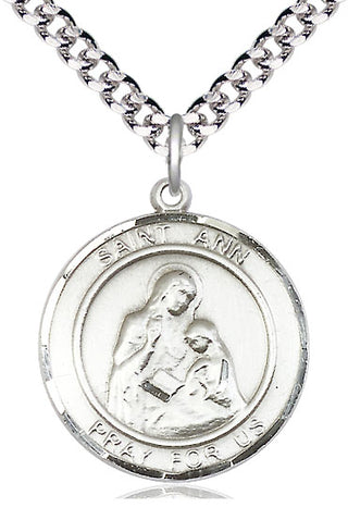 Sterling Silver Saint Ann Medal Catholic Jewelry Engraved Catholic Saint Jewelry
