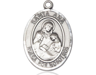 Pewter Santa Ana Medal Engraved Catholic Saint Jewelry