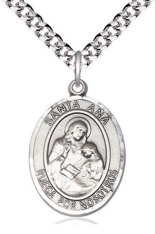 Pewter Santa Ana Medal Catholic Jewelry Engraved Catholic Saint Jewelry