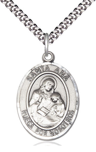 Pewter Santa Ana Medal Catholic Jewelry Engraved Catholic Saint Jewelry