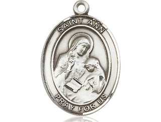 Sterling Silver Saint Ann Medal Catholic Jewelry Engraved Catholic Saint Jewelry