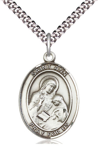 Sterling Silver Saint Ann Medal Catholic Jewelry Engraved Catholic Saint Jewelry