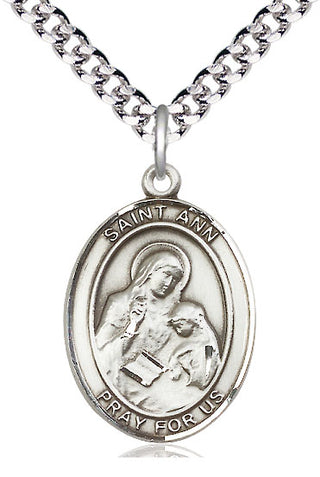 Sterling Silver Saint Ann Medal Catholic Jewelry Engraved Catholic Saint Jewelry