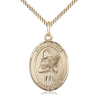 14kt Gold Filled Saint Agatha Medal Catholic Jewelry Engraved Catholic Saint Jewelry