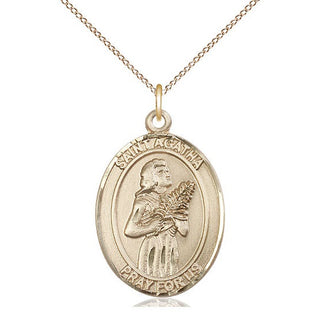 14kt Gold Filled Saint Agatha Medal Catholic Jewelry Engraved Catholic Saint Jewelry