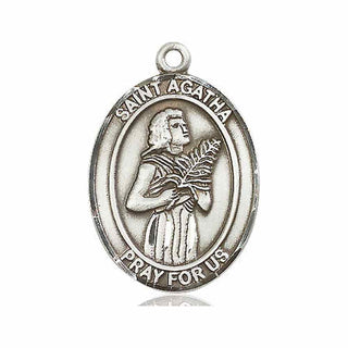 Pewter Saint Agatha Medal Engraved Catholic Saint Jewelry
