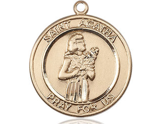 14kt Gold Filled Saint Agatha Medal Engraved Catholic Saint Jewelry