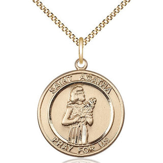 14kt Gold Filled Saint Agatha Medal Catholic Jewelry Engraved Catholic Saint Jewelry