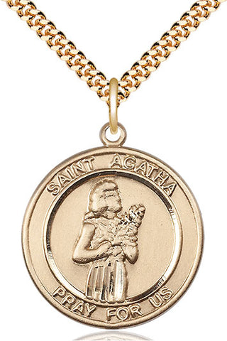 14kt Gold Filled Saint Agatha Medal Catholic Jewelry Engraved Catholic Saint Jewelry
