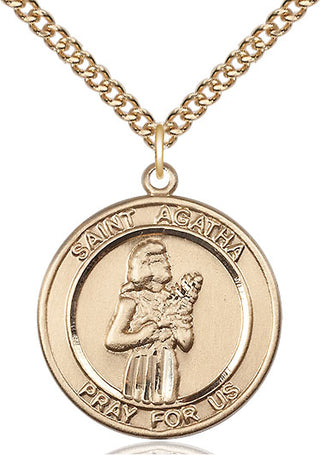 14kt Gold Filled Saint Agatha Medal Catholic Jewelry Engraved Catholic Saint Jewelry