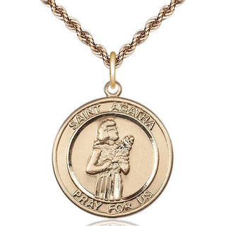 14kt Gold Filled Saint Agatha Medal Catholic Jewelry Engraved Catholic Saint Jewelry