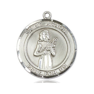 Pewter Saint Agatha Medal Engraved Catholic Saint Jewelry
