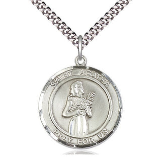 Pewter Saint Agatha Medal Catholic Jewelry Engraved Catholic Saint Jewelry