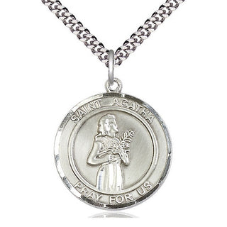 Pewter Saint Agatha Medal Catholic Jewelry Engraved Catholic Saint Jewelry