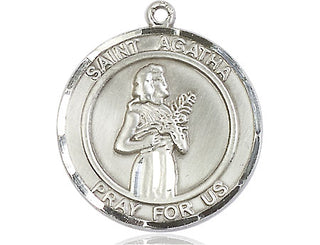 Sterling Silver Saint Agatha Medal Catholic Jewelry Engraved Catholic Saint Jewelry