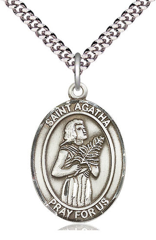 Pewter St. Agatha Medal with 24-inch Chain | Engravable