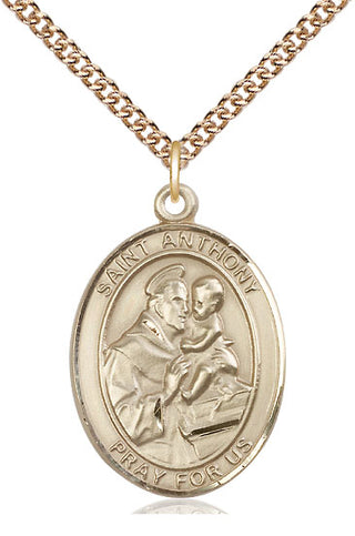 14kt Gold Filled Saint Anthony of Padua Medal Catholic Jewelry Engraved Catholic Saint Jewelry