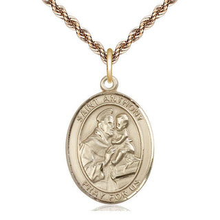 14kt Gold Filled Saint Anthony of Padua Medal Catholic Jewelry Engraved Catholic Saint Jewelry