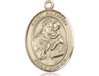 14kt Gold Saint Anthony of Padua Medal Engraved Catholic Saint Jewelry
