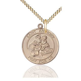 14kt Gold Filled Saint Anthony of Padua Medal Catholic Jewelry Engraved Catholic Saint Jewelry