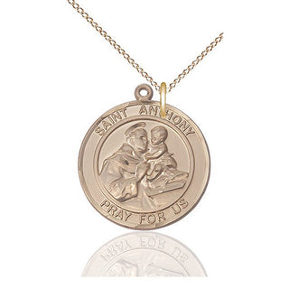 14kt Gold Filled Saint Anthony of Padua Medal Catholic Jewelry Engraved Catholic Saint Jewelry