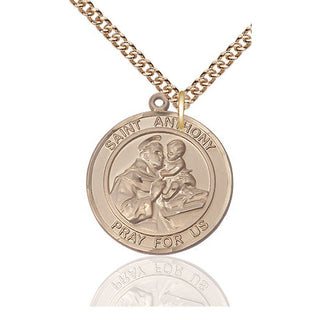 14kt Gold Filled Saint Anthony of Padua Medal Catholic Jewelry Engraved Catholic Saint Jewelry