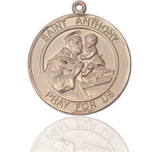 14kt Gold Saint Anthony of Padua Medal Engraved Catholic Saint Jewelry