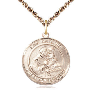 14kt Gold Filled San Antonio Medal Catholic Jewelry Engraved Catholic Saint Jewelry