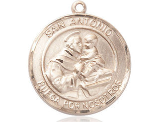 14kt Gold San Antonio Medal Engraved Catholic Saint Jewelry