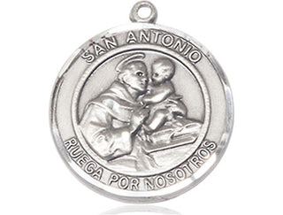 Sterling Silver San Antonio Medal Catholic Jewelry Engraved Catholic Saint Jewelry