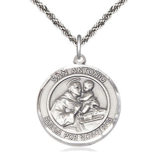 Sterling Silver San Antonio Medal Catholic Jewelry Engraved Catholic Saint Jewelry