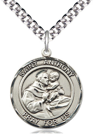 Sterling Silver Saint Anthony of Padua Medal Catholic Jewelry Engraved Catholic Saint Jewelry