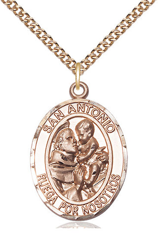 14kt Gold Filled San Antonio Medal Catholic Jewelry Engraved Catholic Saint Jewelry