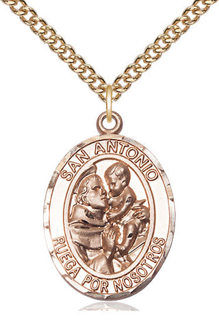 14kt Gold Filled San Antonio Medal Catholic Jewelry Engraved Catholic Saint Jewelry
