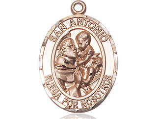 14kt Gold San Antonio Medal Engraved Catholic Saint Jewelry