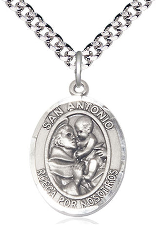 Sterling Silver San Antonio Medal Catholic Jewelry Engraved Catholic Saint Jewelry