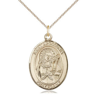 14kt Gold Filled Saint Apollonia Medal Catholic Jewelry Engraved Catholic Saint Jewelry