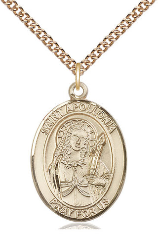 14kt Gold Filled Saint Apollonia Medal Catholic Jewelry Engraved Catholic Saint Jewelry