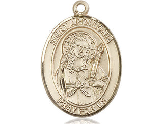 14kt Gold Saint Apollonia Medal Engraved Catholic Saint Jewelry