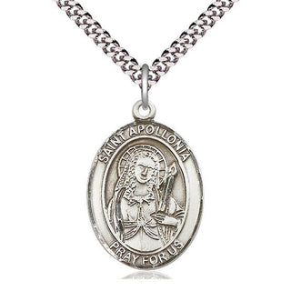 Pewter Saint Apollonia Medal Catholic Jewelry Engraved Catholic Saint Jewelry