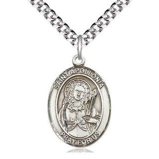 Sterling Silver Saint Apollonia Medal Catholic Jewelry Engraved Catholic Saint Jewelry